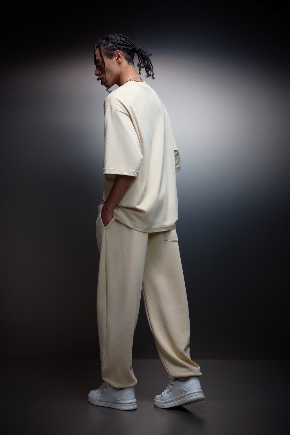 Erkek Bej Basic Jogger Eşofman