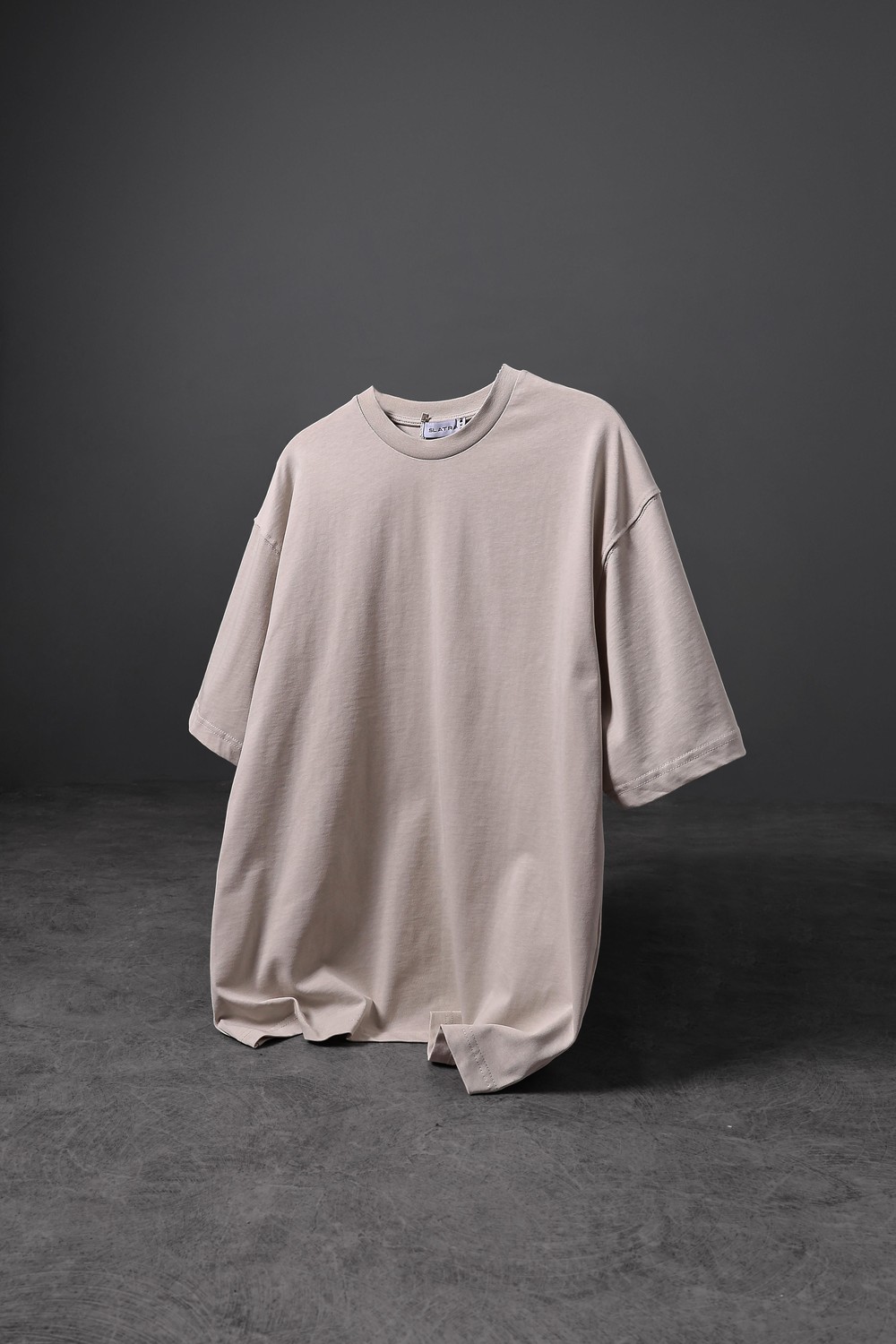 Erkek Bej Basic Oversize Tshirt