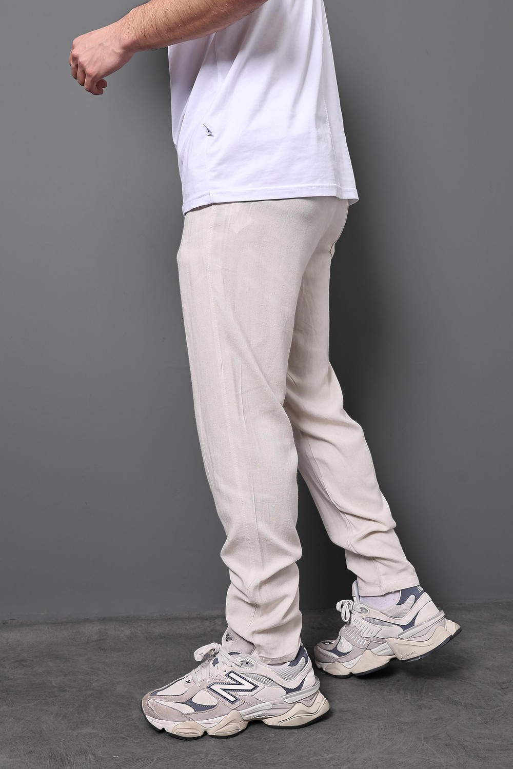 Erkek Bej Viskon Regular Fit Pantolon