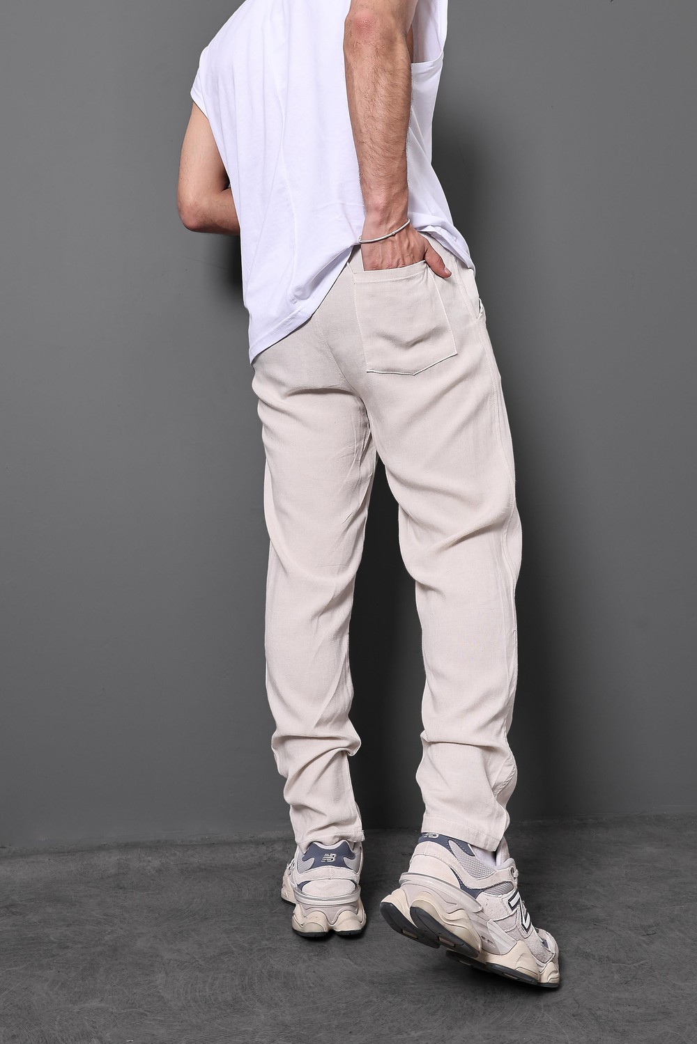 Erkek Bej Viskon Regular Fit Pantolon
