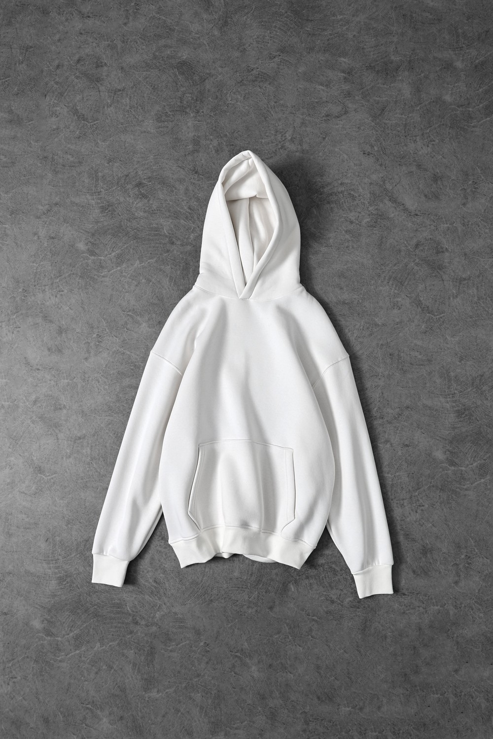 Erkek Beyaz Basic Kapüşonlu Oversize Sweatshirt