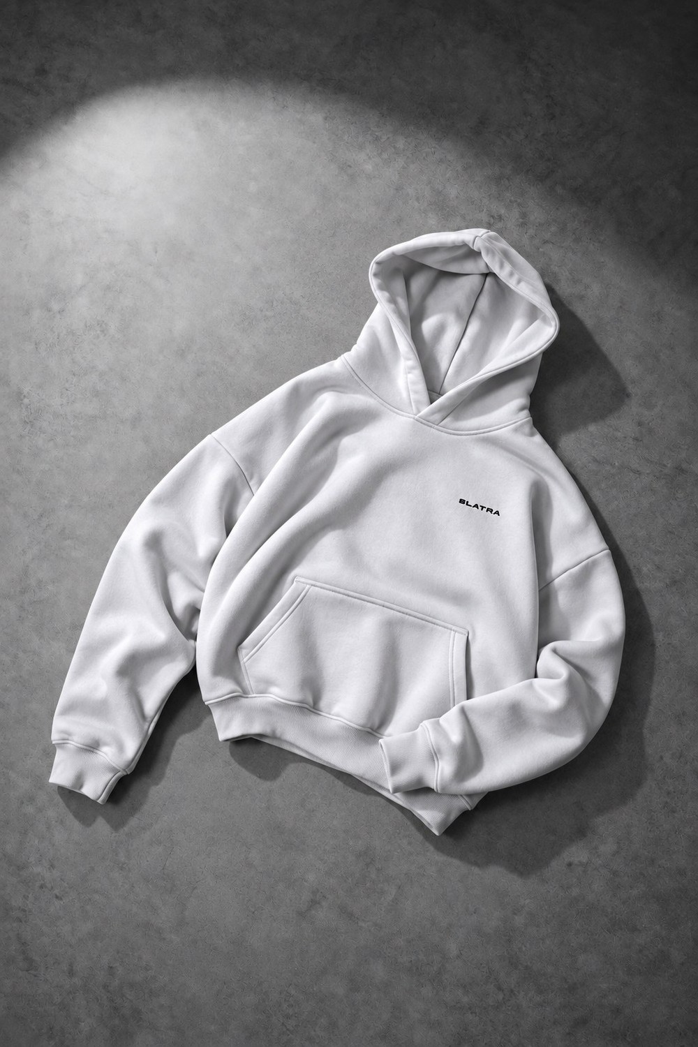 Erkek Beyaz Basic Oversize Hoodie
