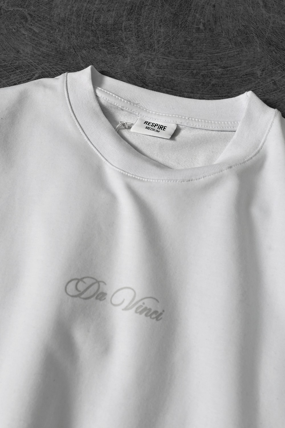 Erkek Beyaz Da Vinci Kabartma Baskılı Oversize Tshirt
