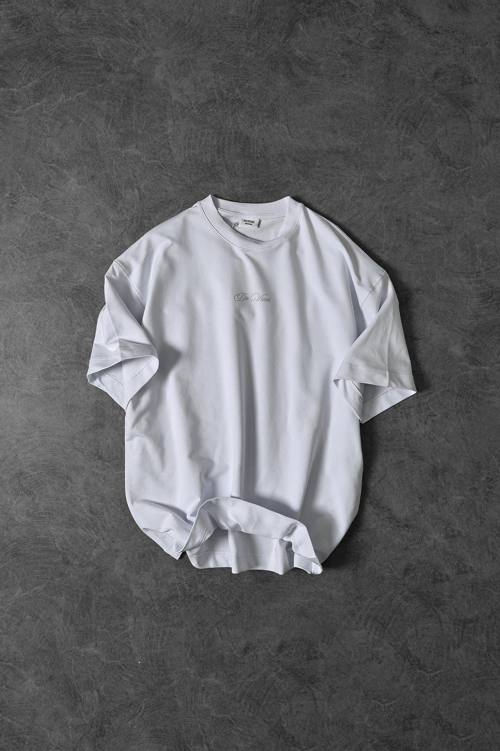 Erkek Beyaz Da Vinci Kabartma Baskılı Oversize Tshirt