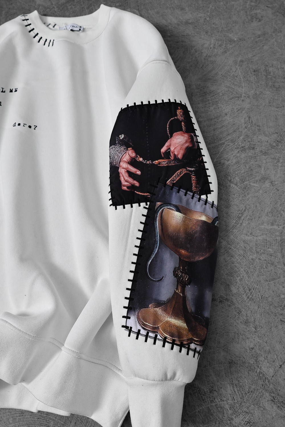 Erkek Beyaz Dare Of Sltr Kol Patch Oversize Sweatshirt