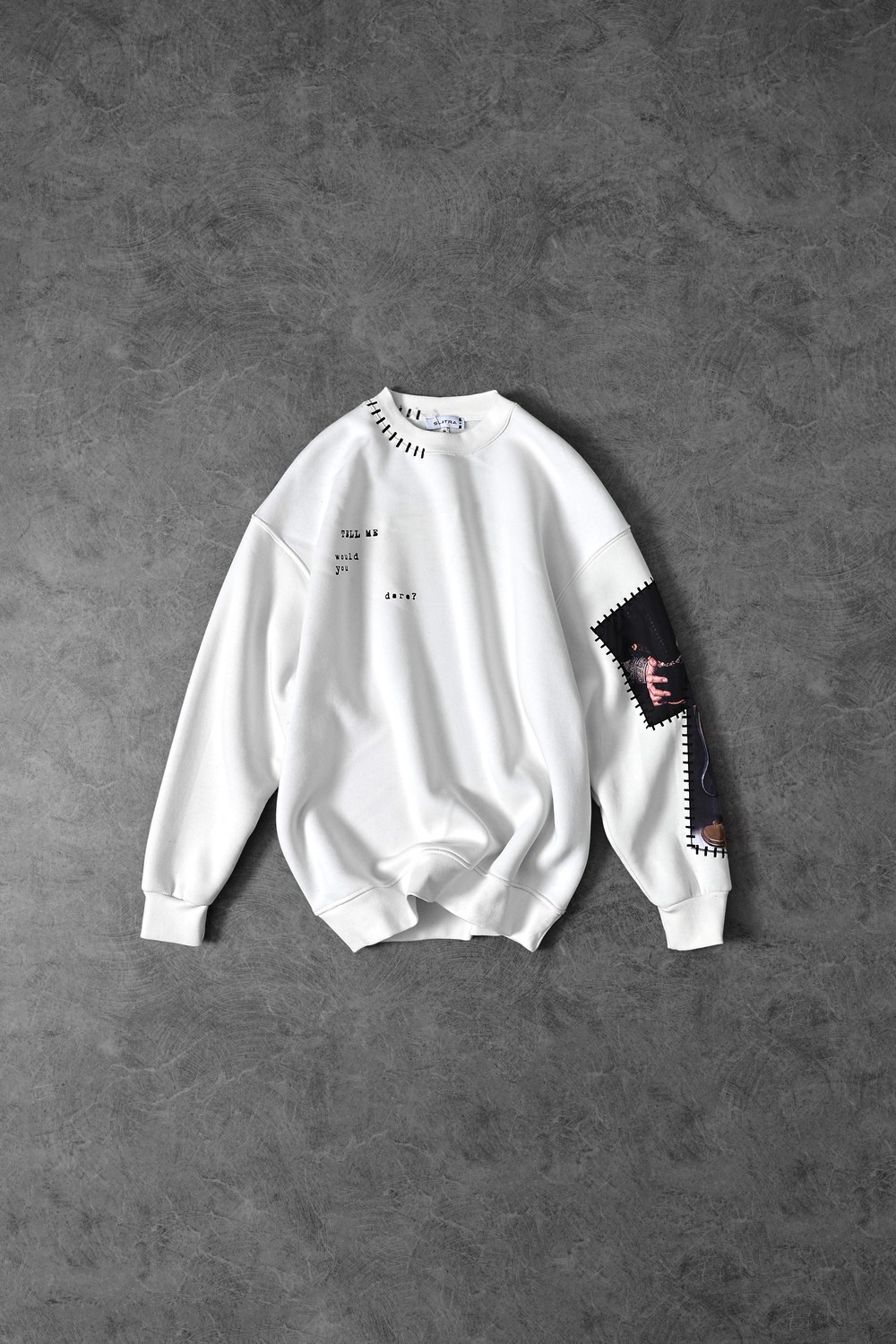 Erkek Beyaz Dare Of Sltr Kol Patch Oversize Sweatshirt