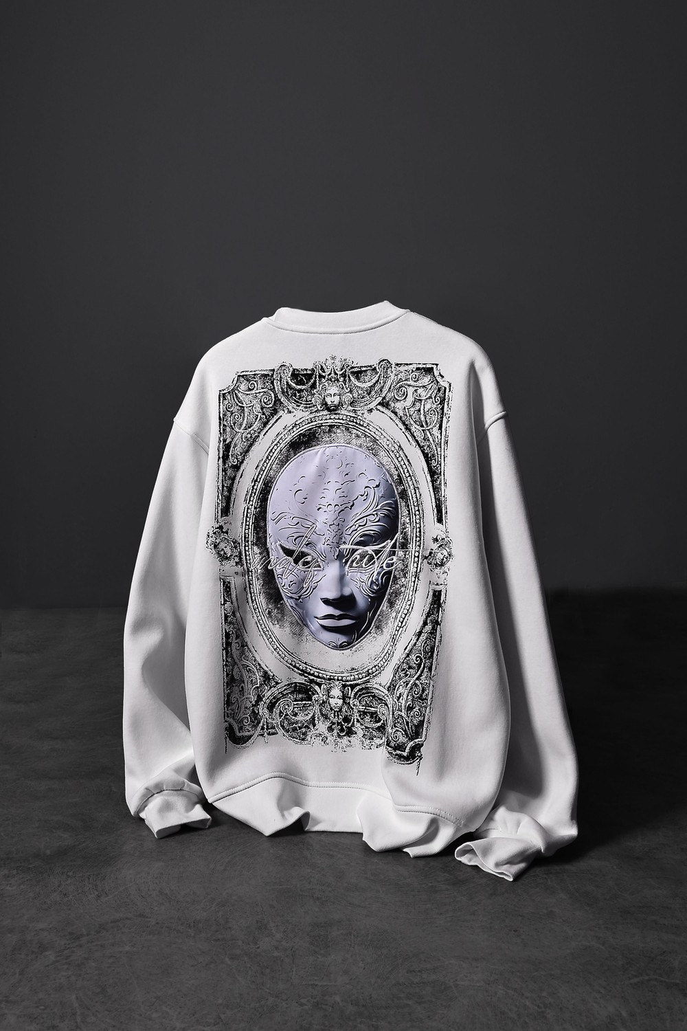 Erkek Beyaz İndefinite Nakışlı Oversize Sweatshirt