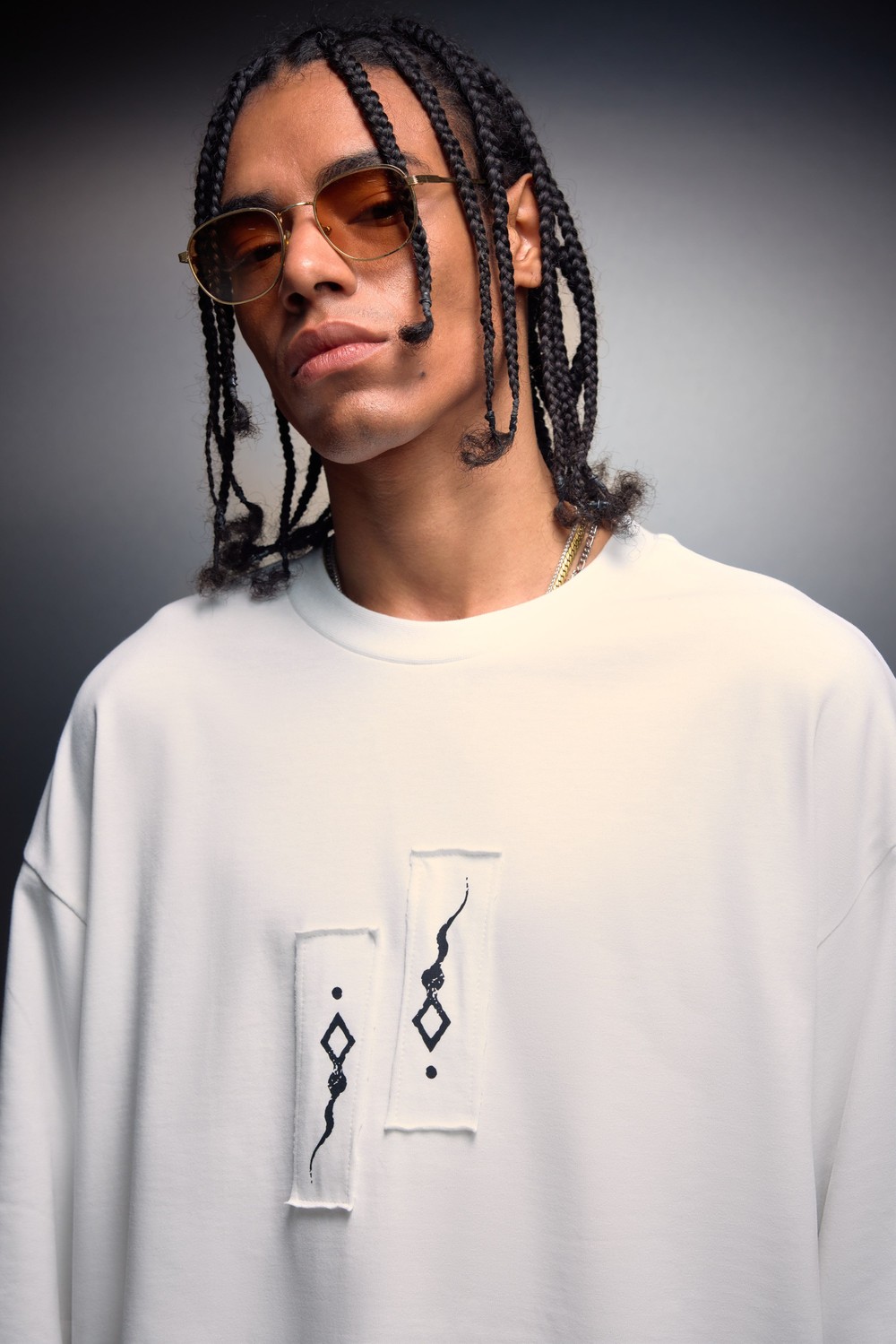 Erkek Beyaz Suffer Patch Oversize Tshirt