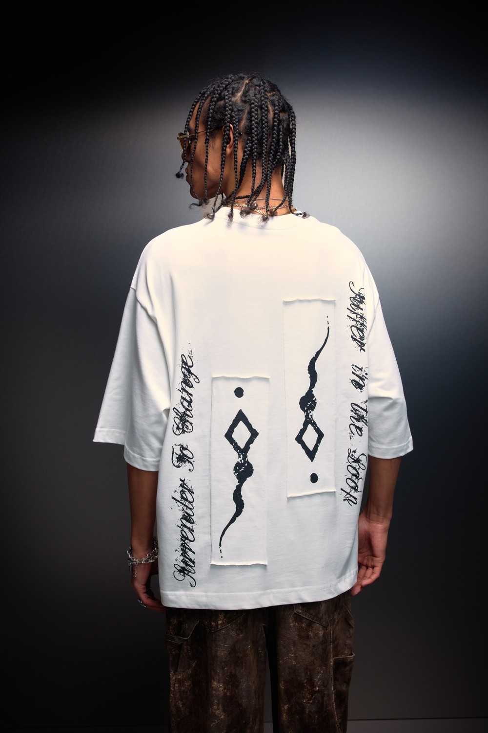 Erkek Beyaz Suffer Patch Oversize Tshirt