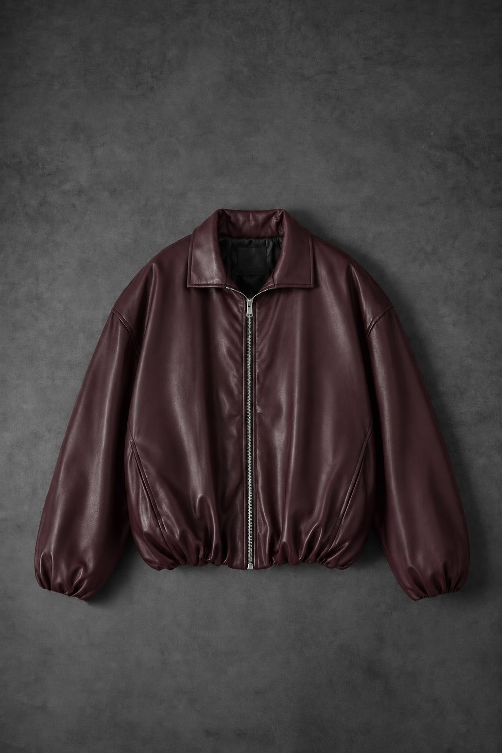 Erkek Bordo Ballon Fit Deri Ceket