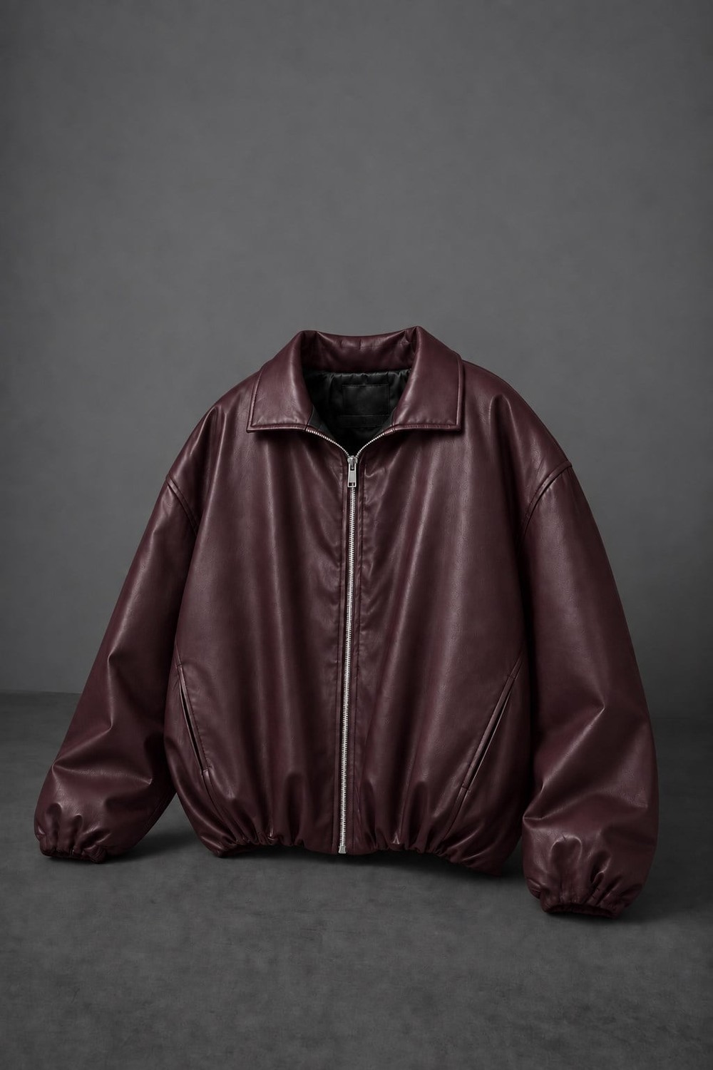 Erkek Bordo Ballon Fit Deri Ceket