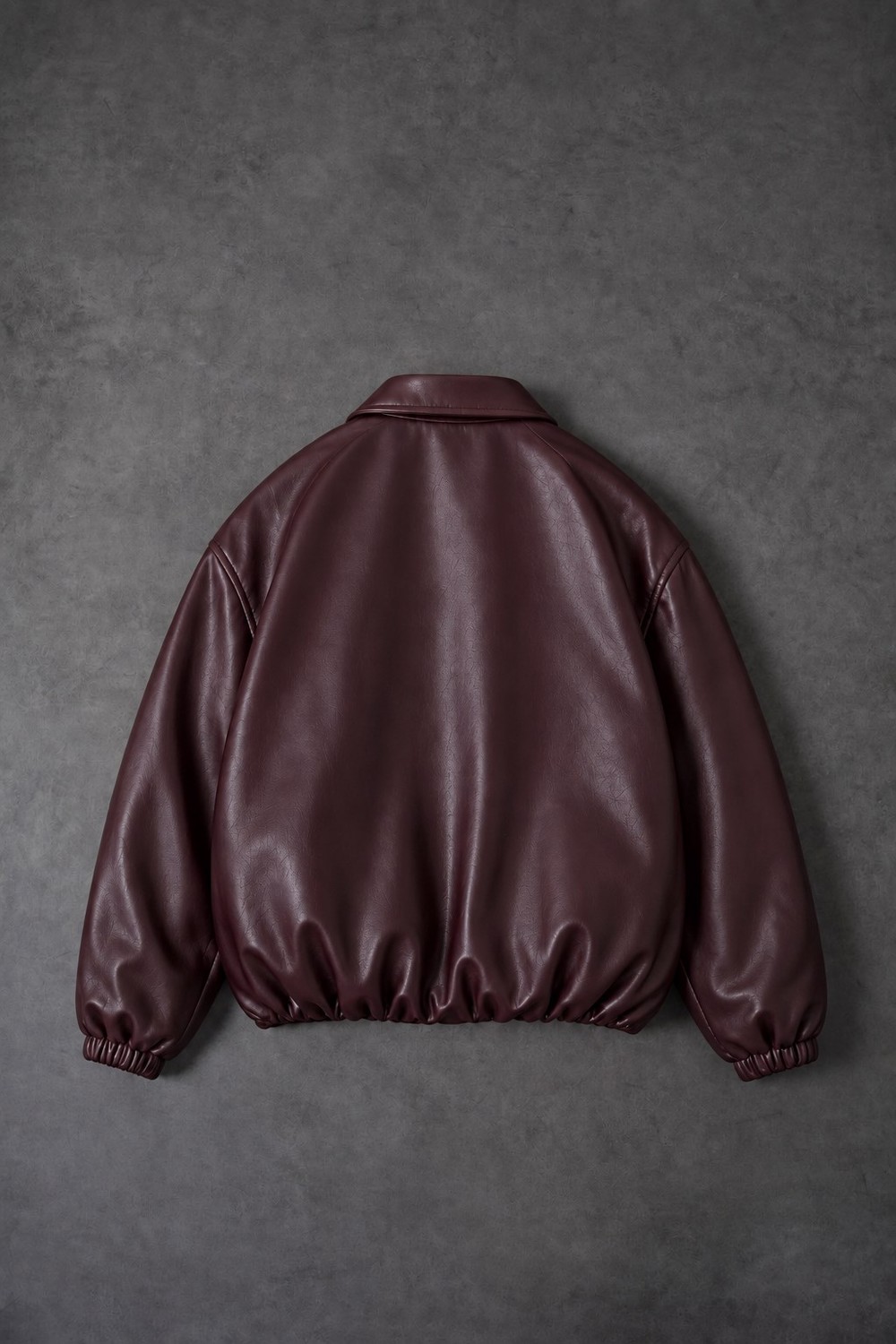 Erkek Bordo Ballon Fit Deri Ceket