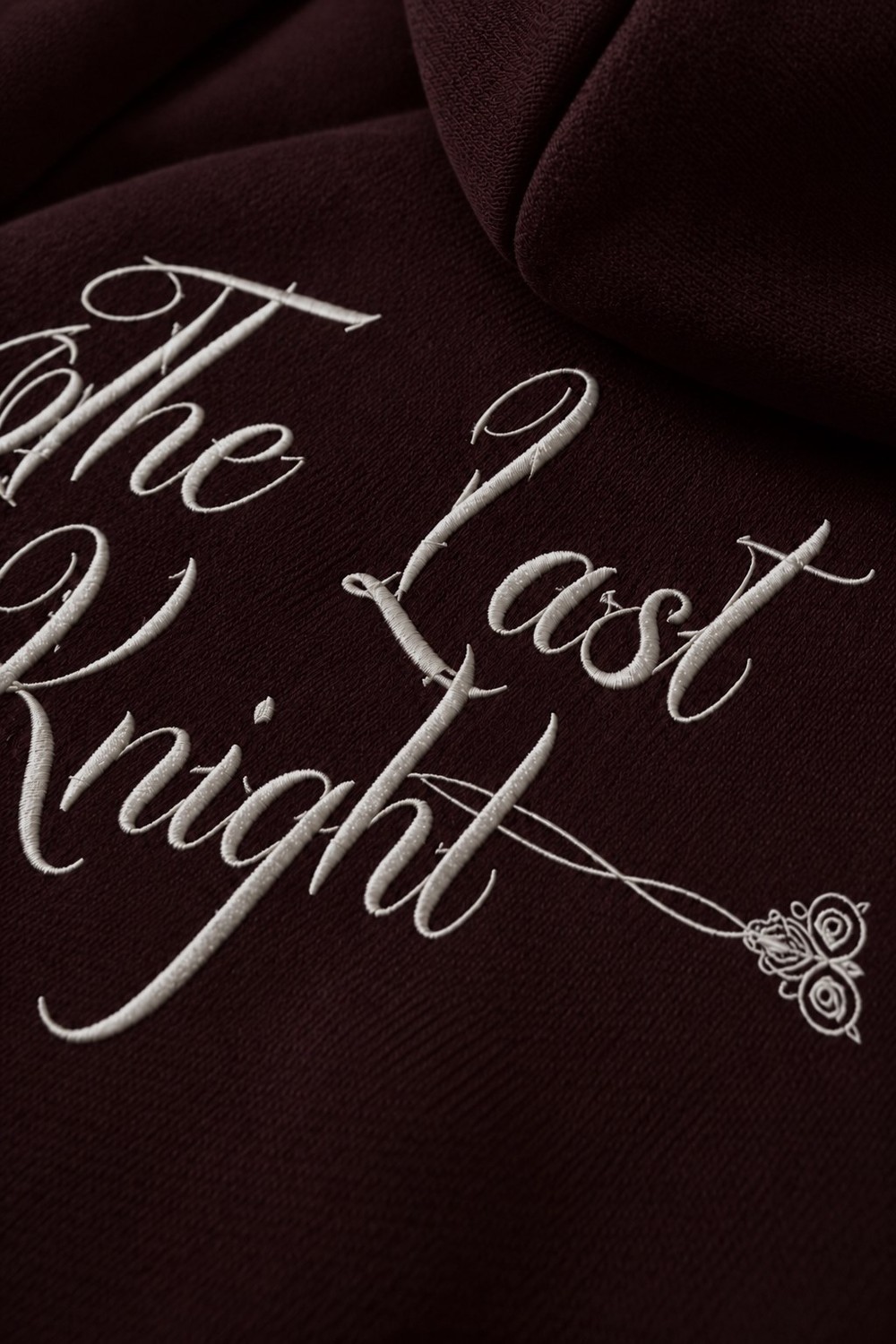 Erkek Bordo Knight Oversize Full Zip Hoodie