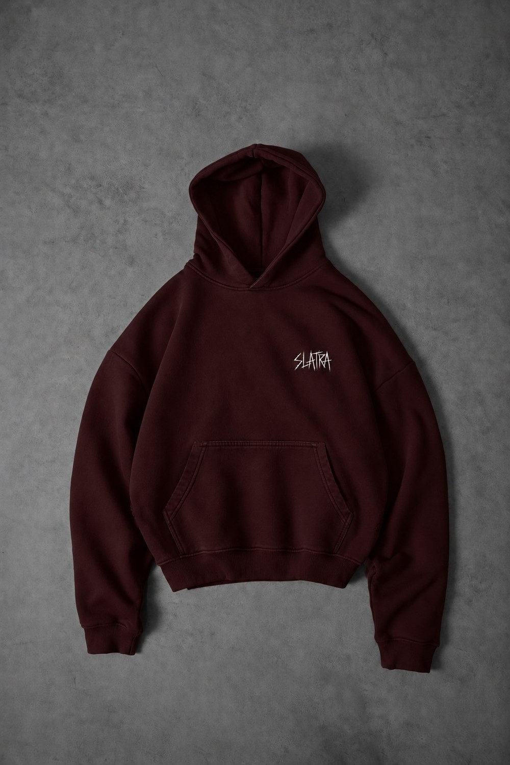 Erkek Bordo Relic Patch Detay Oversize Hoodie
