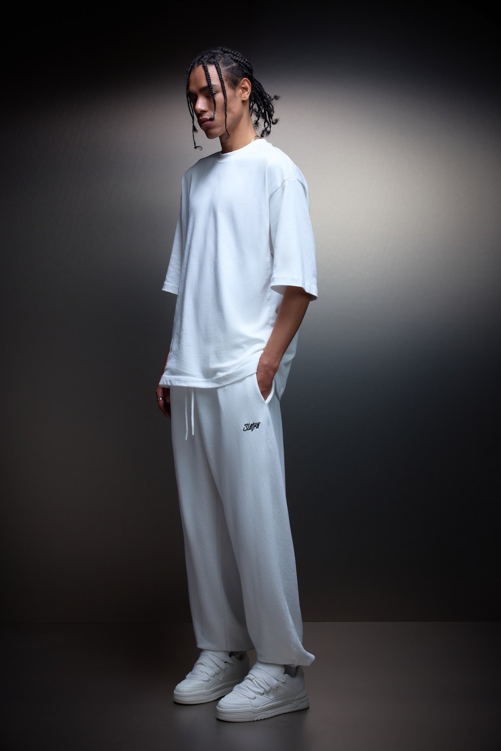 Erkek Ekru Basic Jogger Eşofman