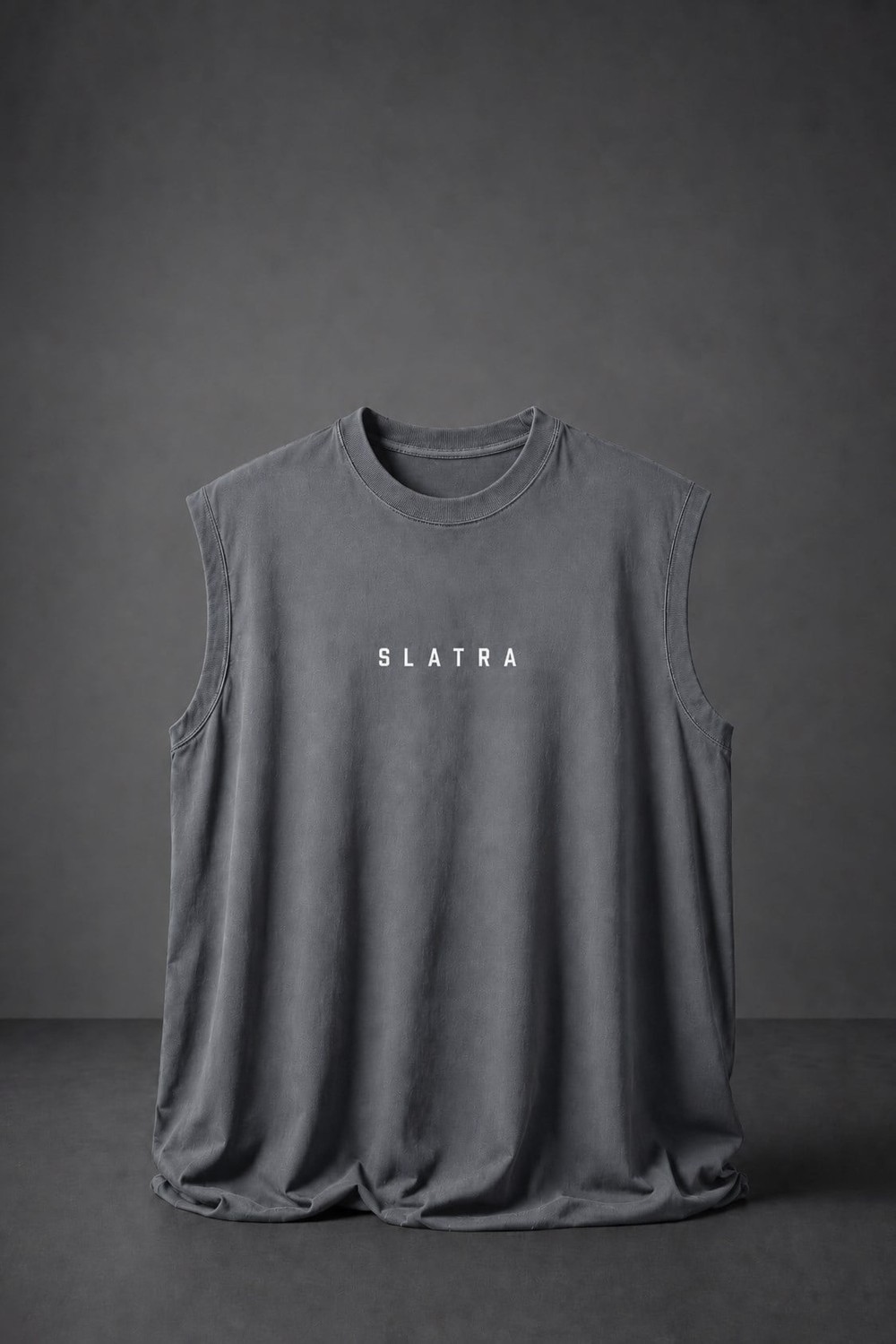 Erkek Füme Basic Sıfır Kol Oversize Atlet