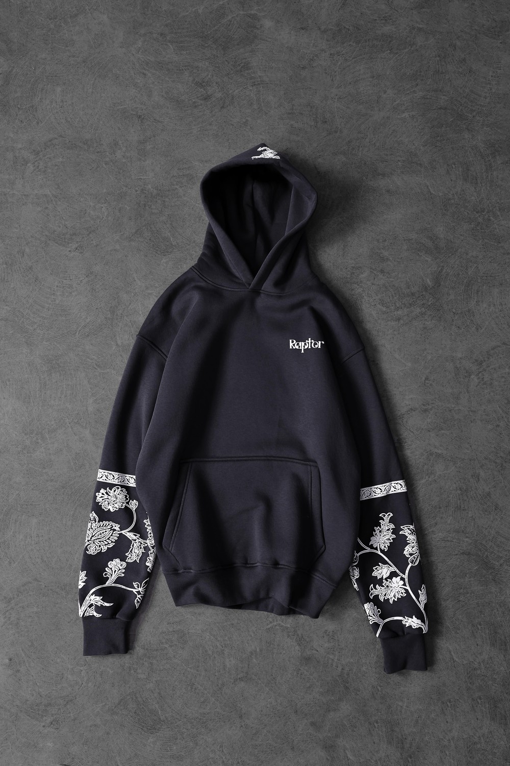 Erkek Füme Eagle Baskılı Oversize Kapüşonlu Sweatshirt