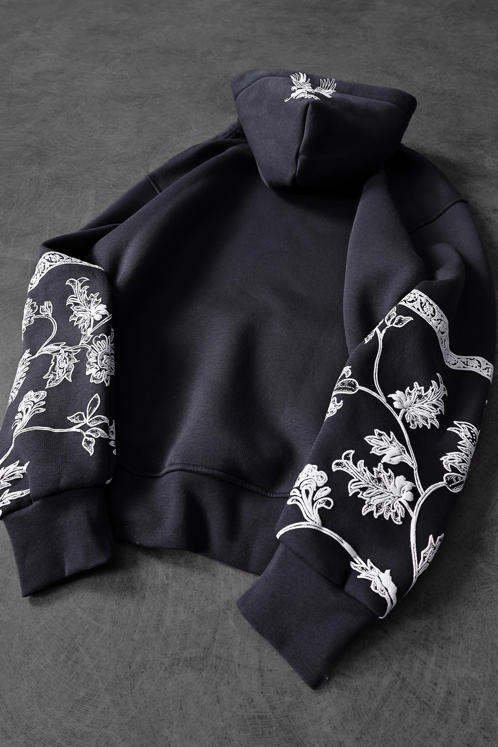 Erkek Füme Eagle Baskılı Oversize Kapüşonlu Sweatshirt