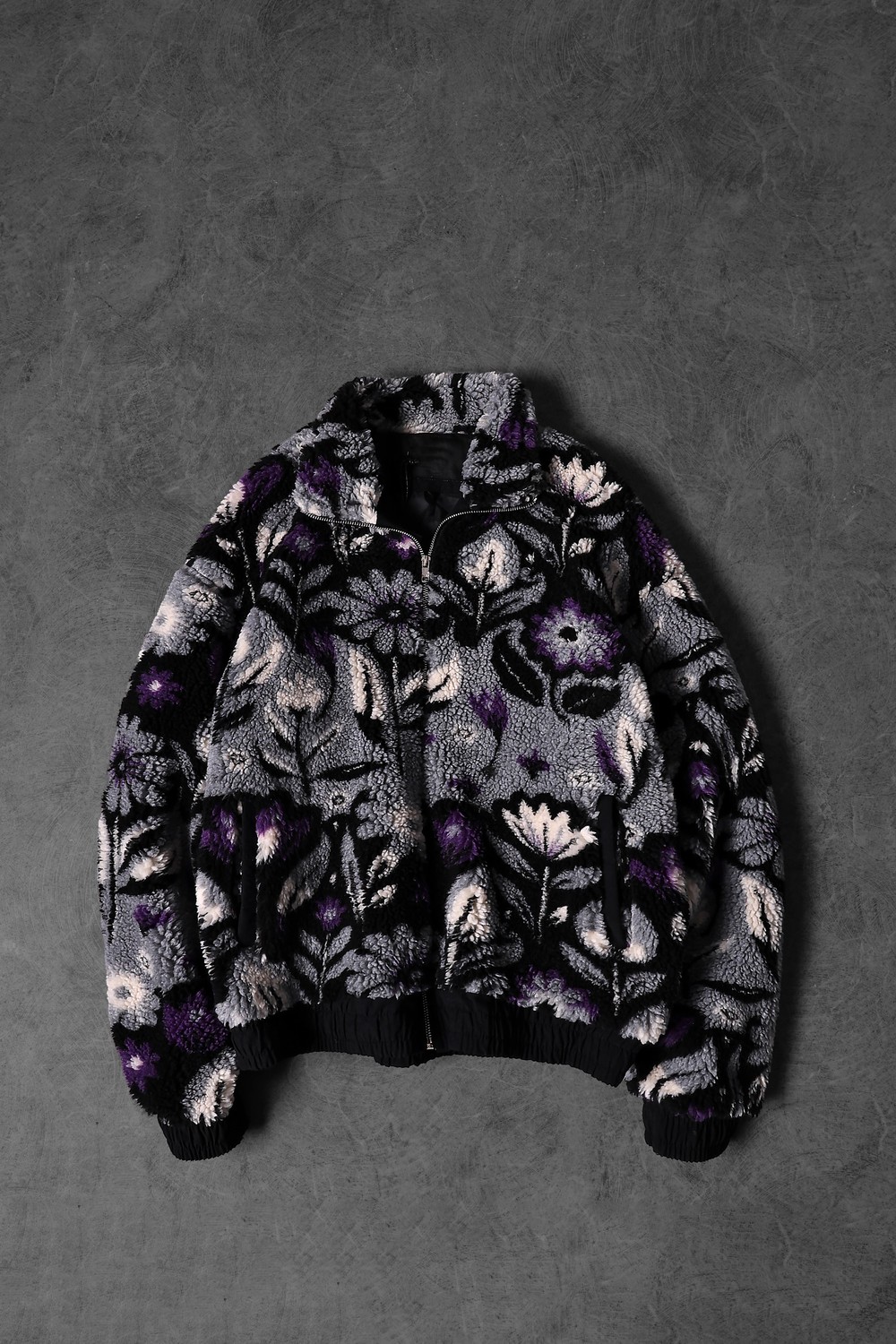 Erkek Garnili Full Zip Astarlı Oversize Peluş Sweatshirt