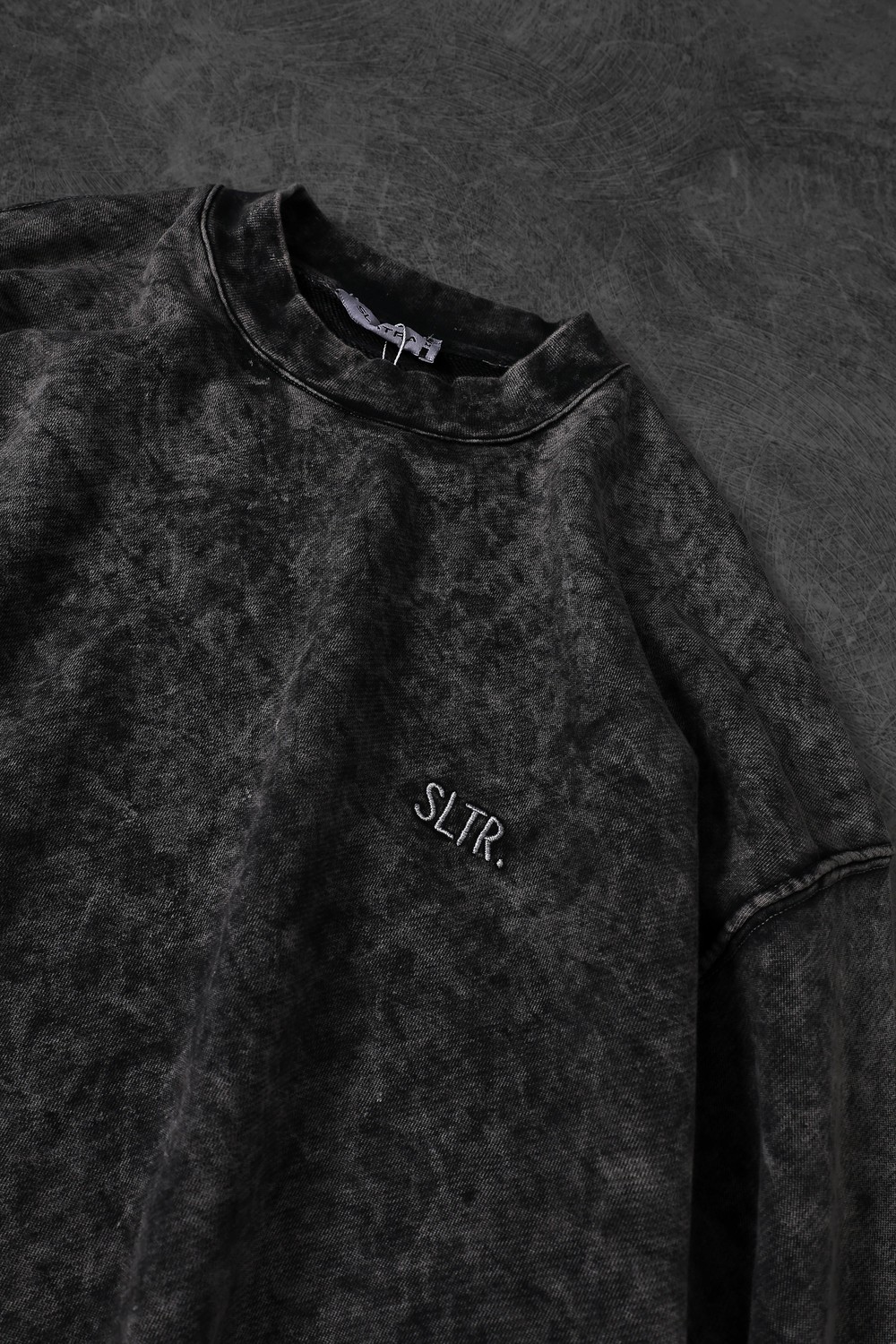 Erkek Gri Basic Yıkamalı Bisiklet Yaka Oversize Sweatshirt