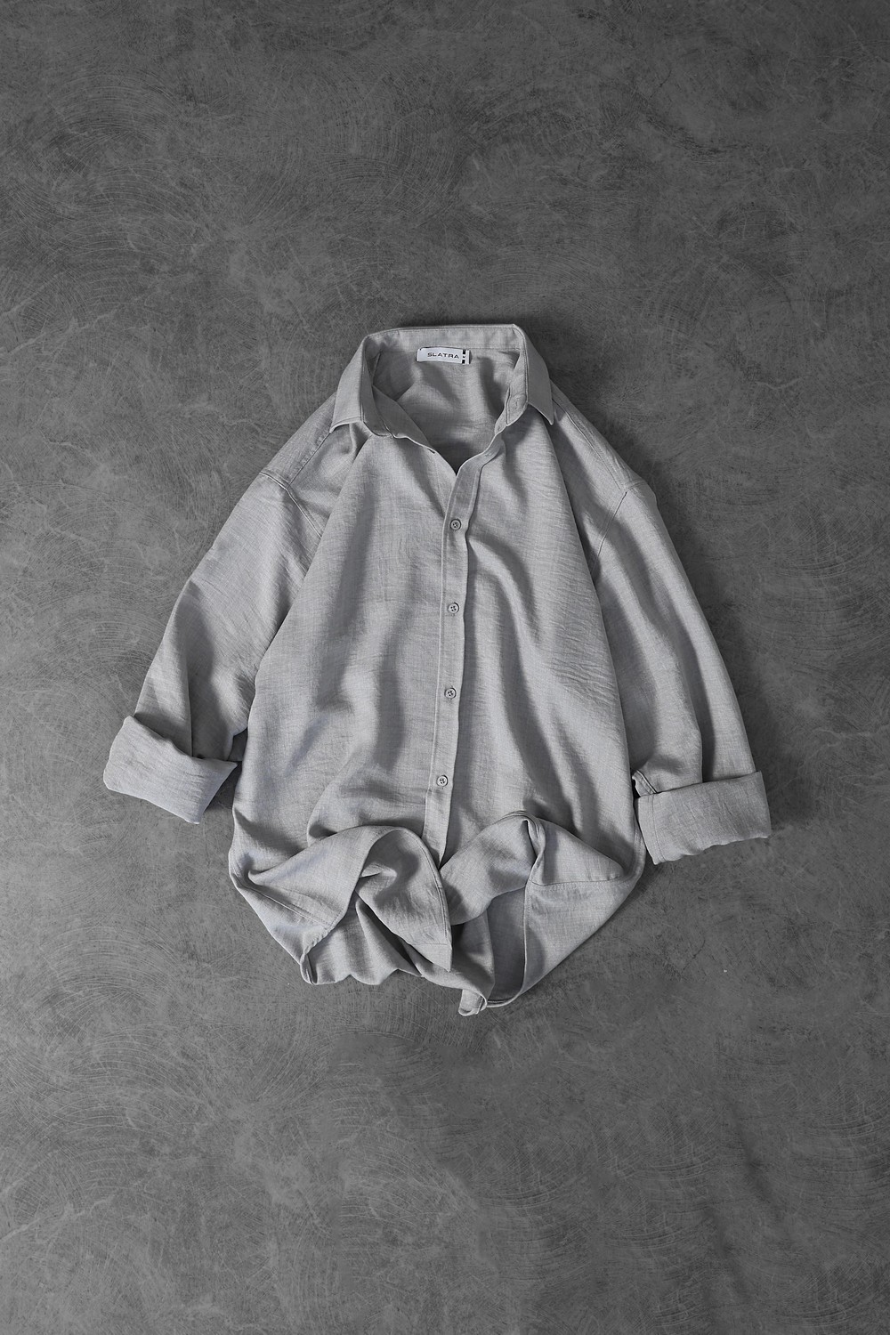 Erkek Gri Oversize Sofia İnce Keten Gömlek