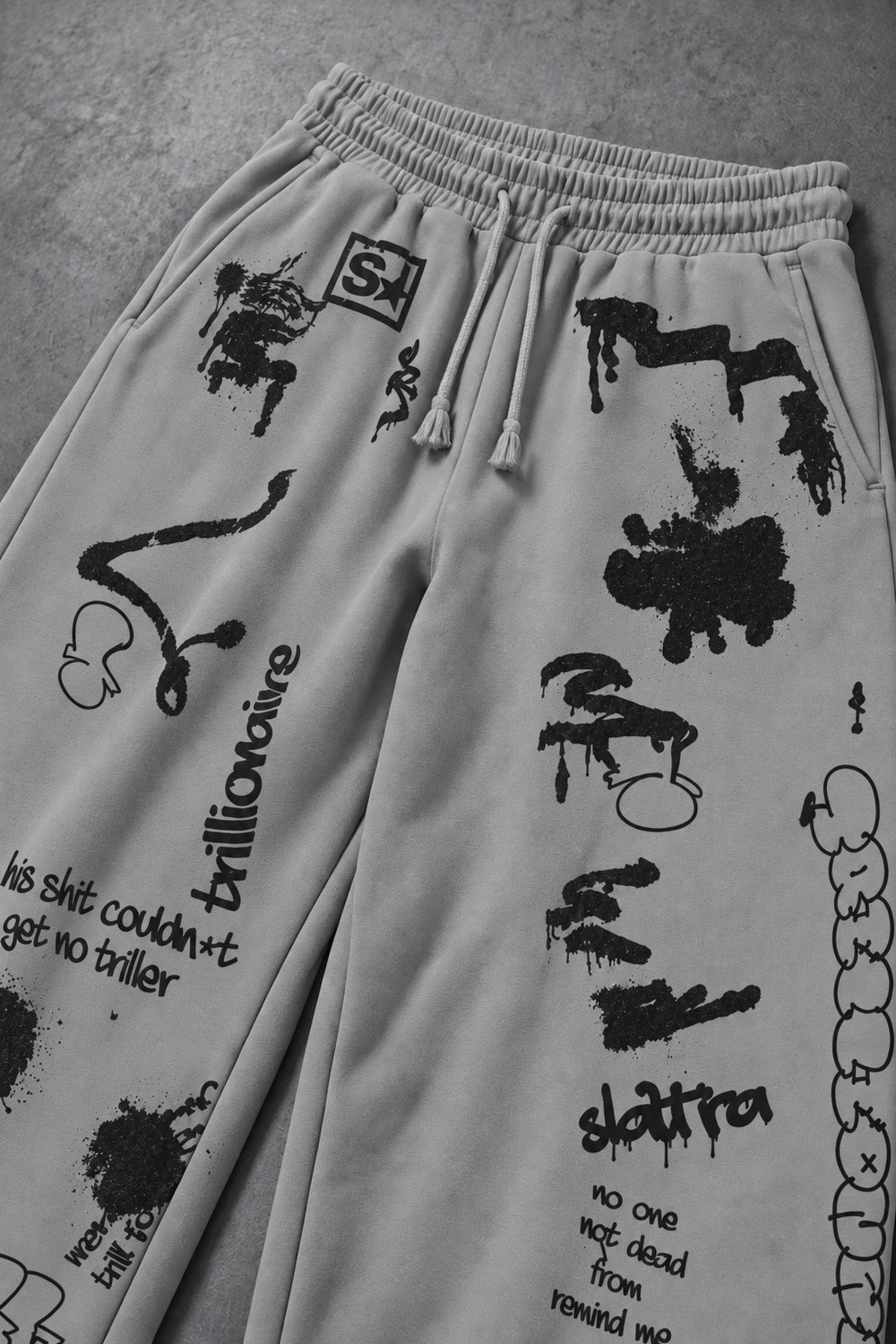 Erkek Gri S Grafiti Baggy Eşofman