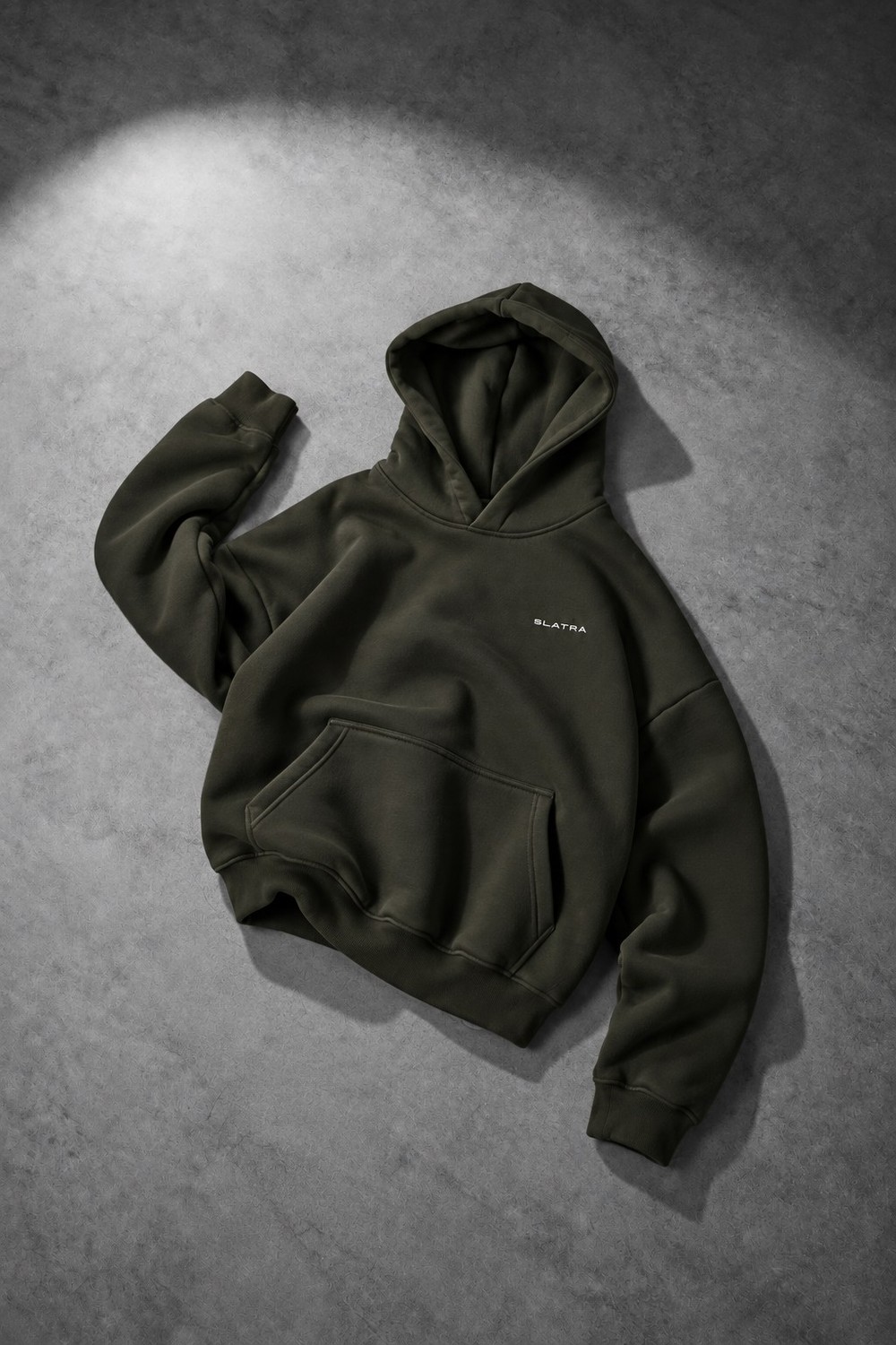 Erkek Haki Basic Oversize Hoodie