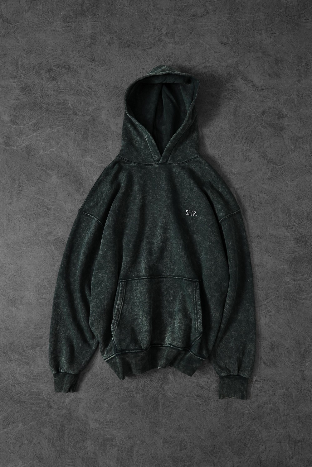 Erkek Haki Basic Yıkamalı Kapüşonlu Oversize Sweatshirt