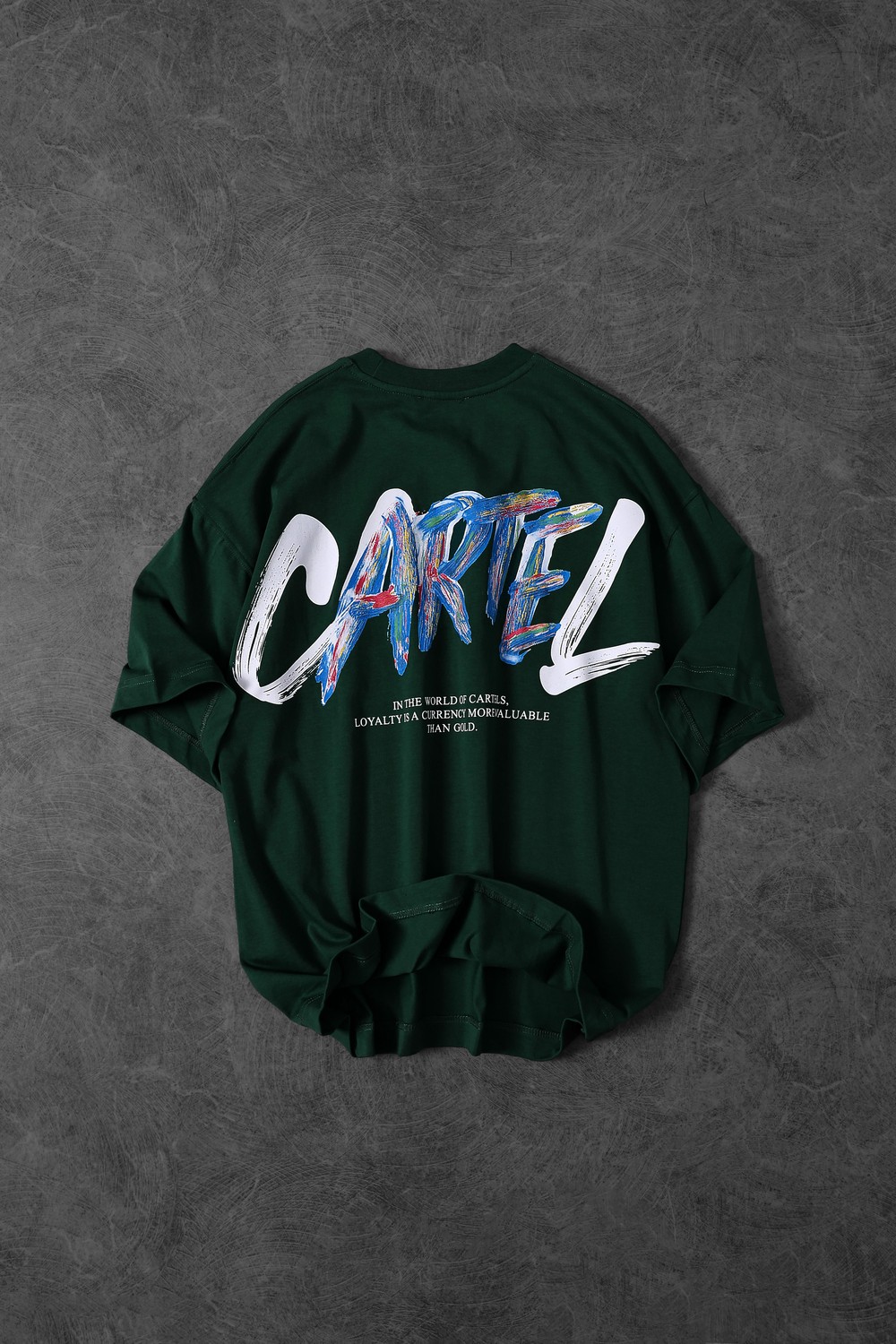 Erkek Haki Cartel Kabartma Baskılı Oversize Tshirt