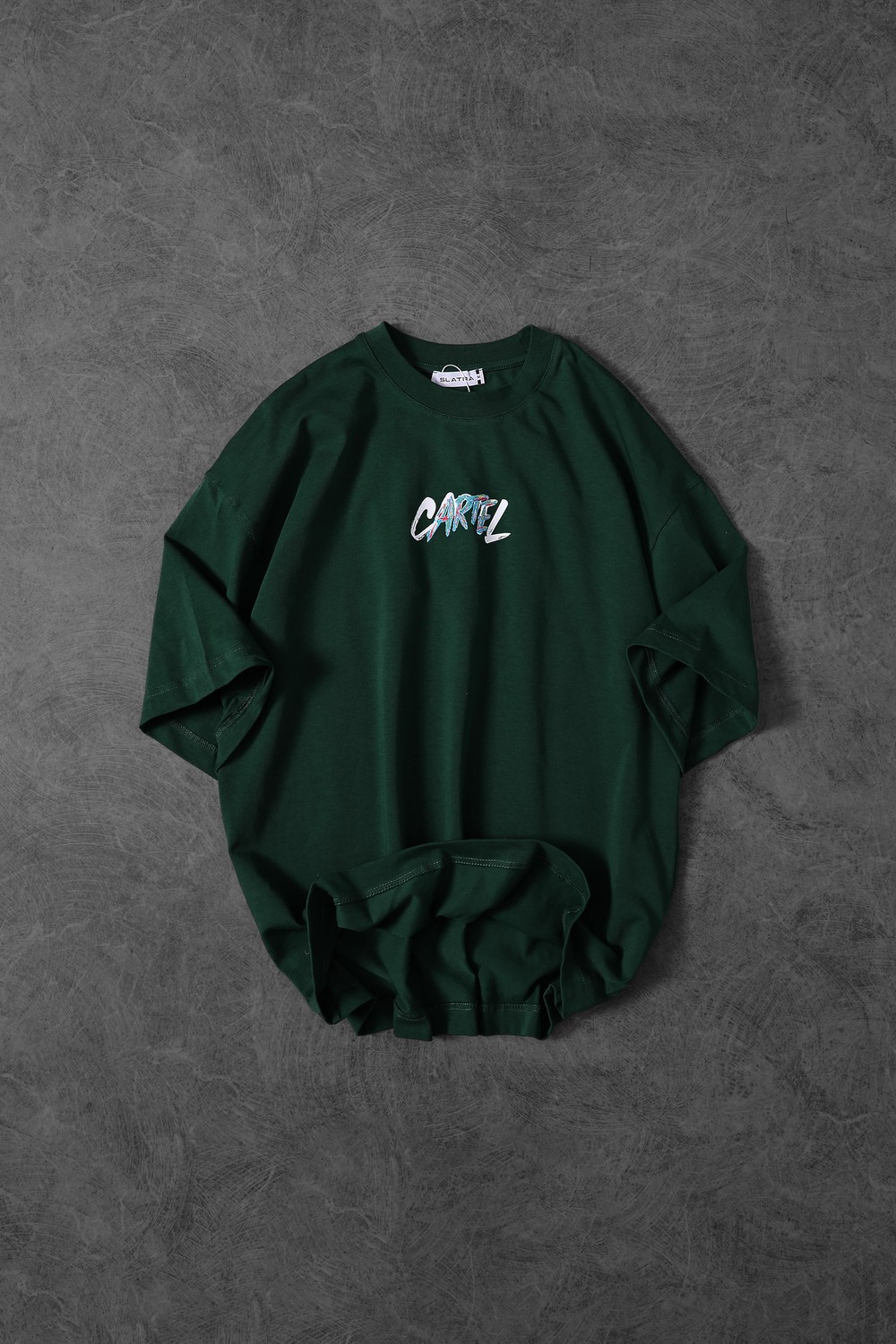 Erkek Haki Cartel Kabartma Baskılı Oversize Tshirt