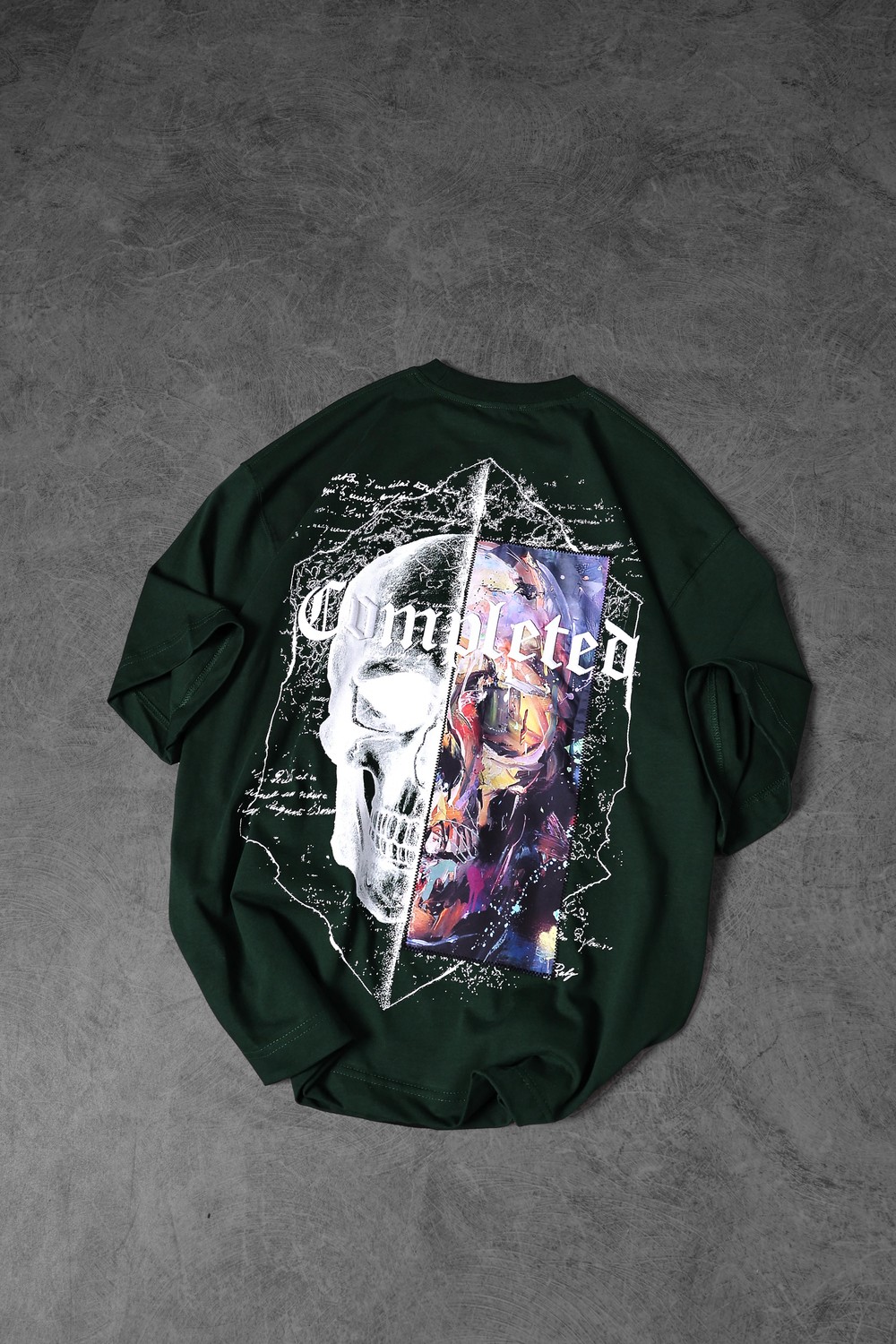 Erkek Haki Completed Nakış ve  Patch Ve  Baskılı Oversize Tshirt
