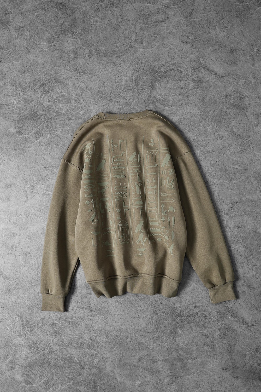 Erkek Haki Eye Of Ra Nakış İşlemeli Oversize Sweatshirt
