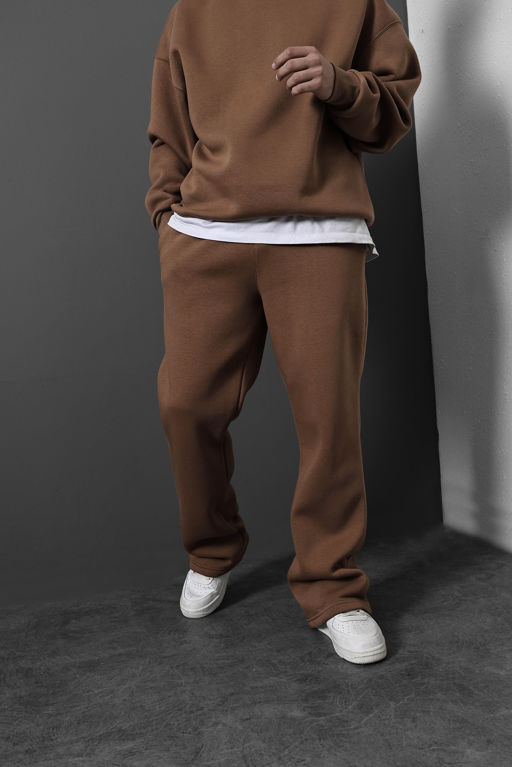 Erkek Kahve Basic Baggy Kalıp Eşofman