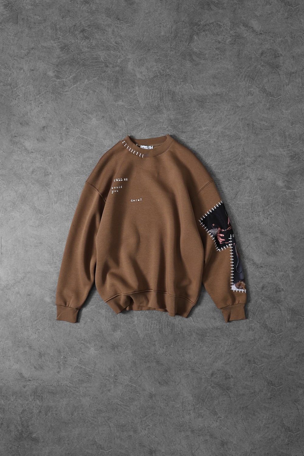 Erkek Kahve Dare Of Sltr Kol Patch Oversize Sweatshirt
