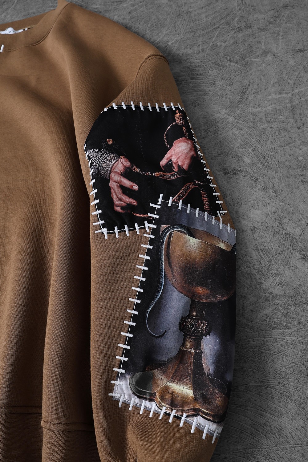 Erkek Kahve Dare Of Sltr Kol Patch Oversize Sweatshirt
