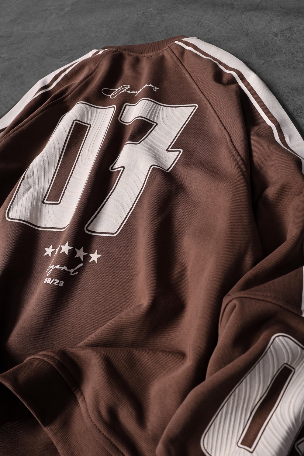 Erkek Kahverengi 07 Champions Baskılı Oversize Sweatshirt