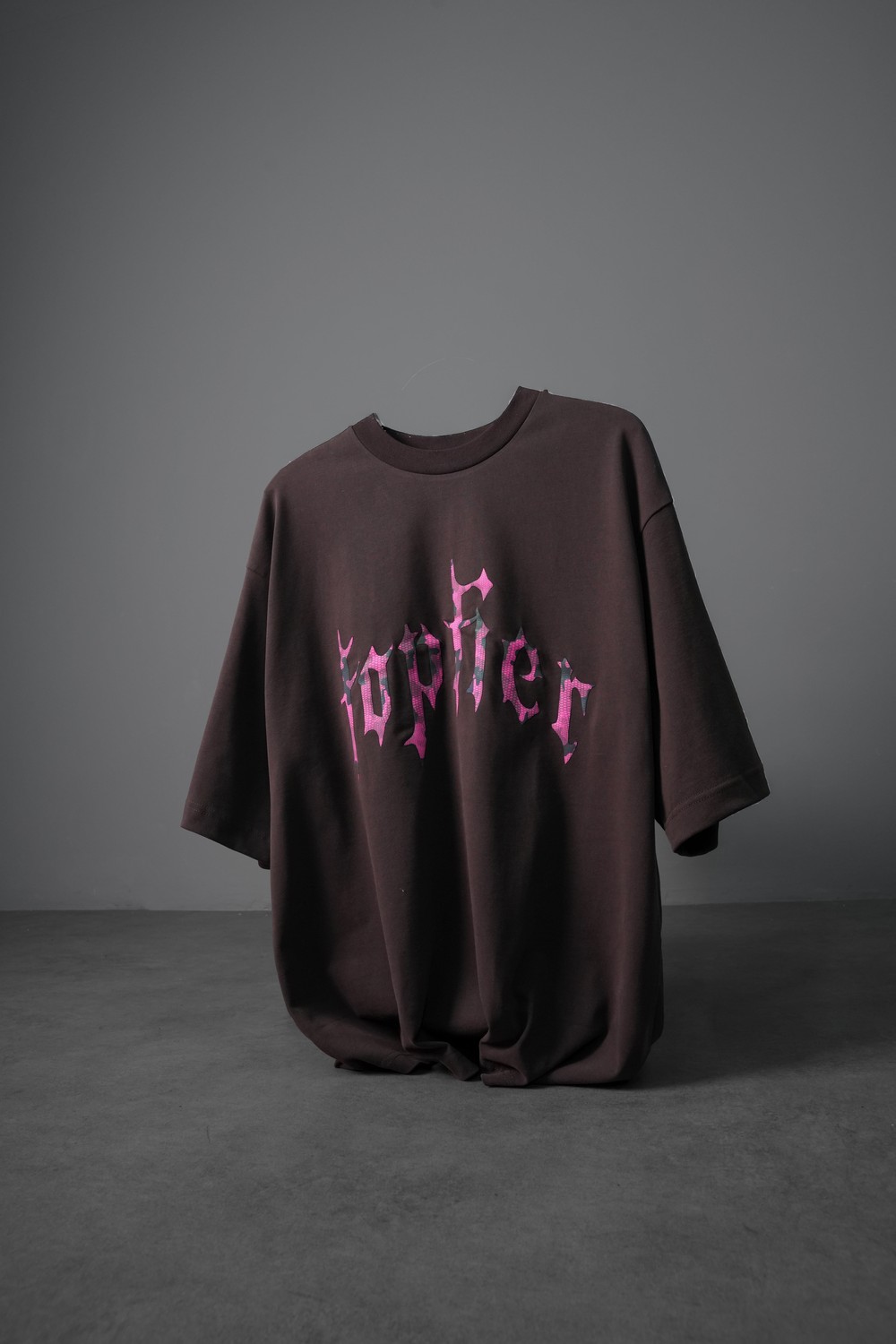 Erkek Kahverengi Toptier Reflektör Baskı Box Fit Tshirt