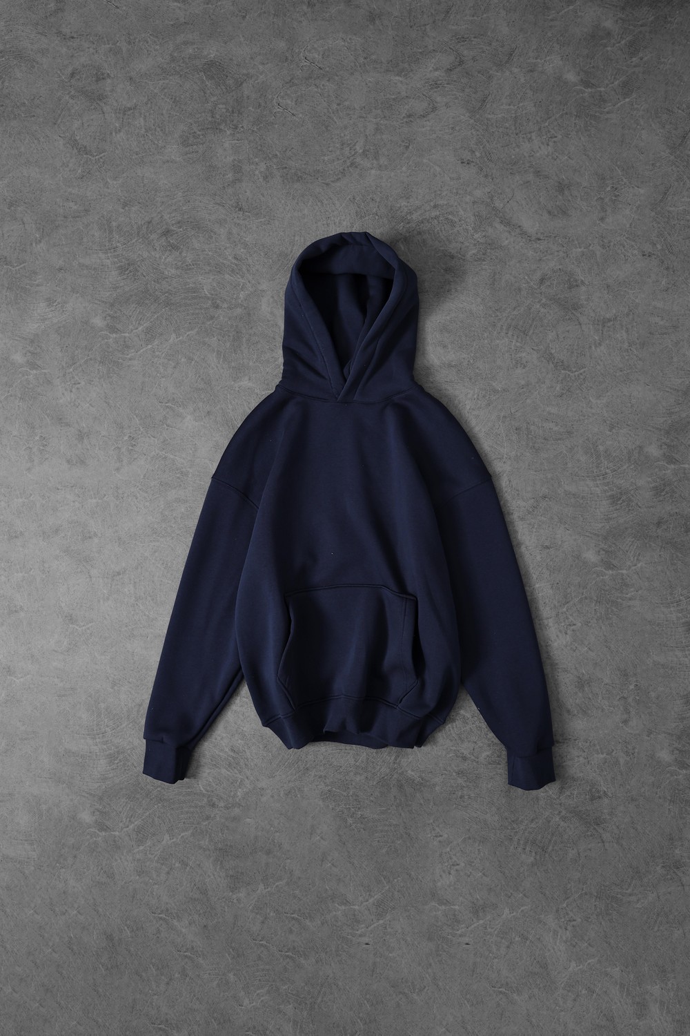 Erkek Lacivert Basic Kapüşonlu Oversize Sweatshirt