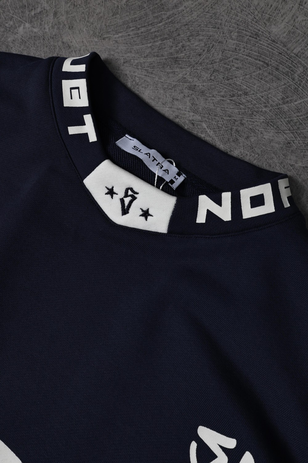 Erkek Lacivert Deathride Baskılı V Yaka Oversize Racing Sweatshirt