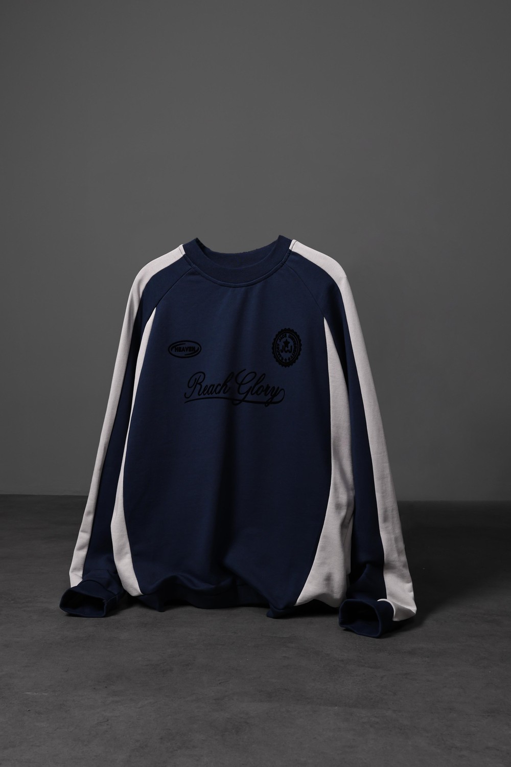 Erkek Lacivert Reach Baskılı Oversize Sweatshirt