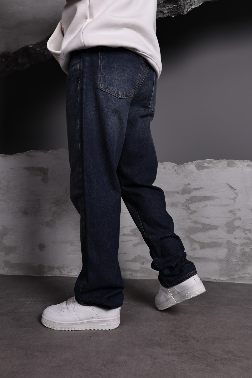 Erkek Lacivert Taşlı Baggy Pantolon