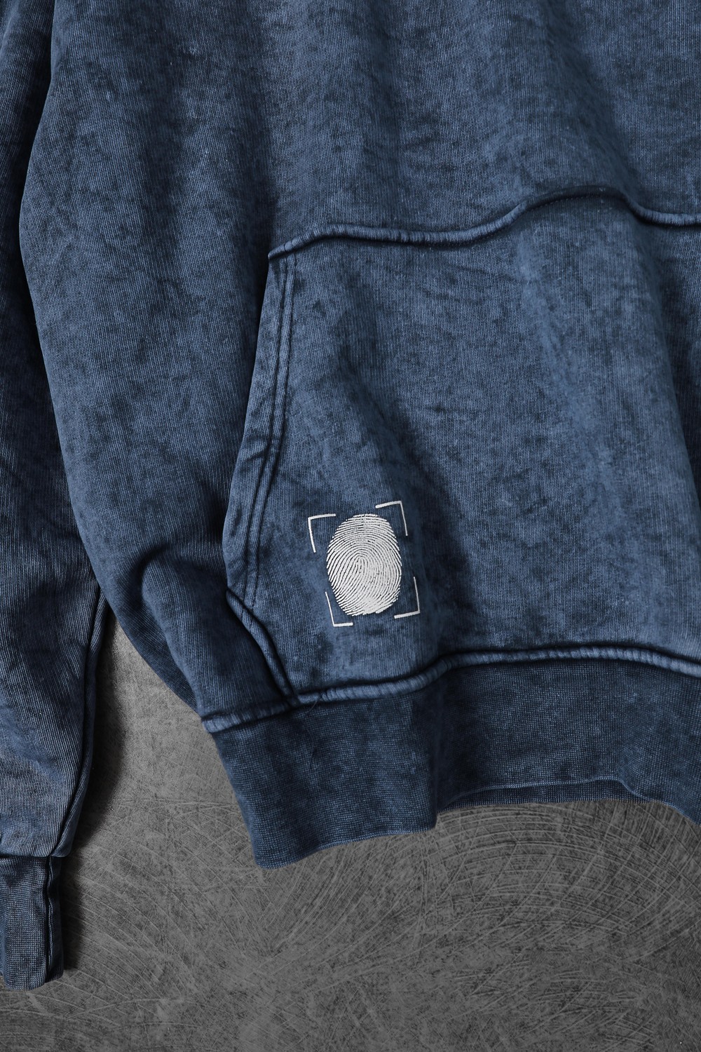 Erkek Lacivert Who Baskılı Yıkamalı Kapüşonlu Oversize Sweatshirt