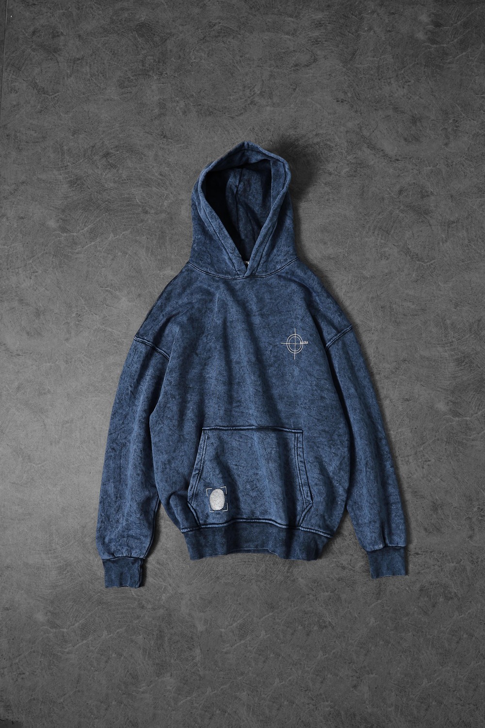 Erkek Lacivert Who Baskılı Yıkamalı Kapüşonlu Oversize Sweatshirt