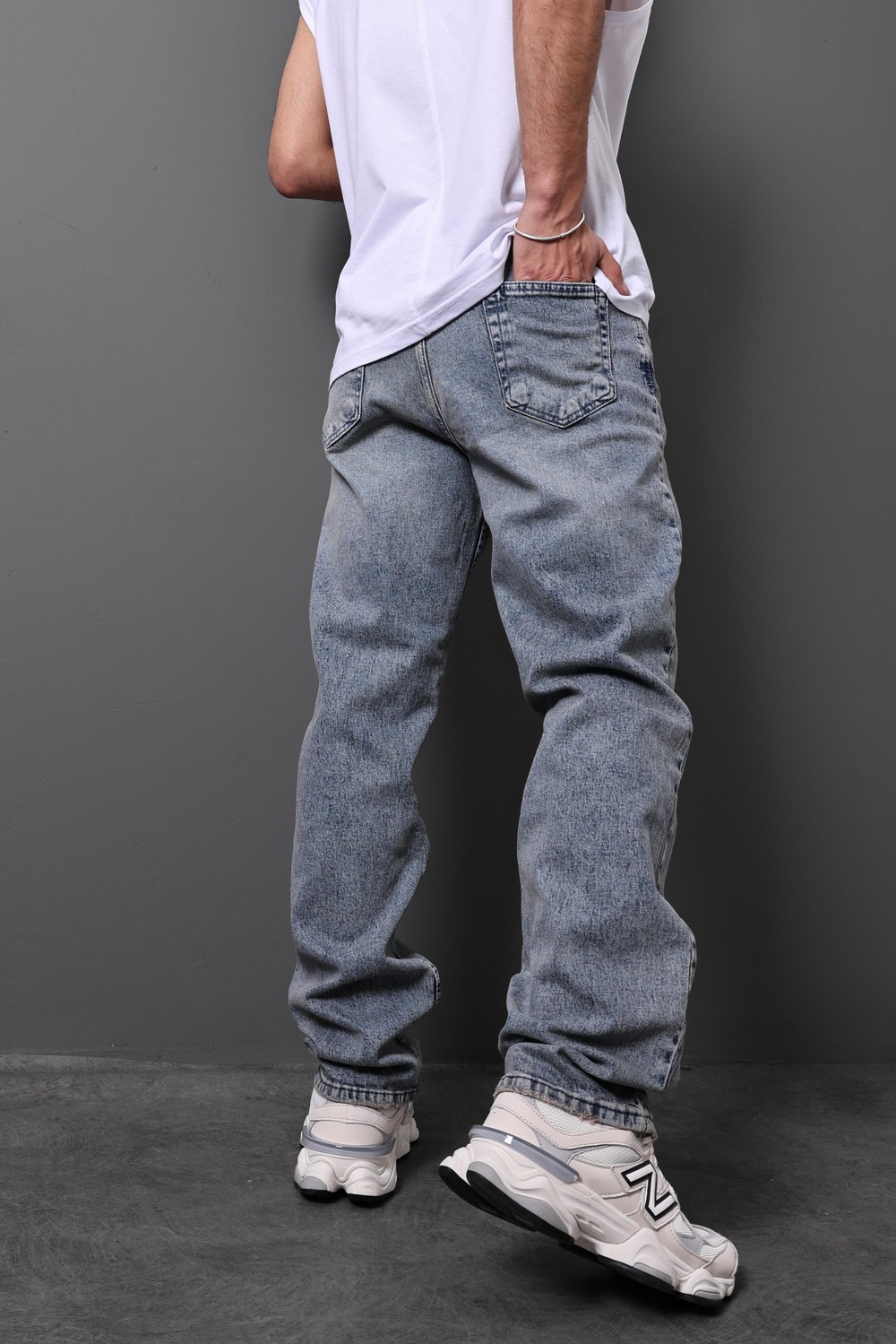 Erkek Mavi Wild Young Nakışlı Taşlı Baggy Pantolon