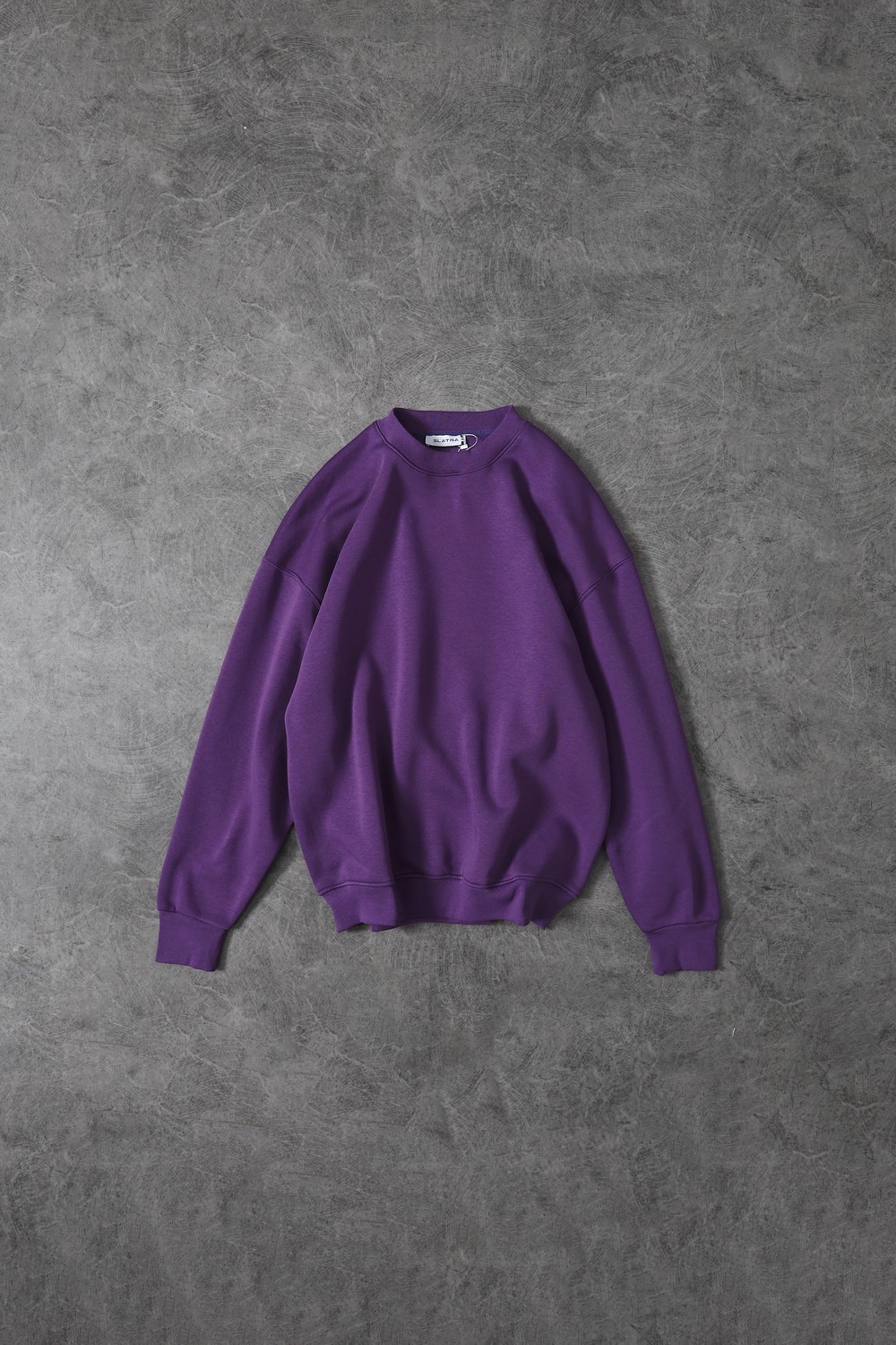 Erkek Mor Basic Bisiklet Yaka Oversize Sweatshirt