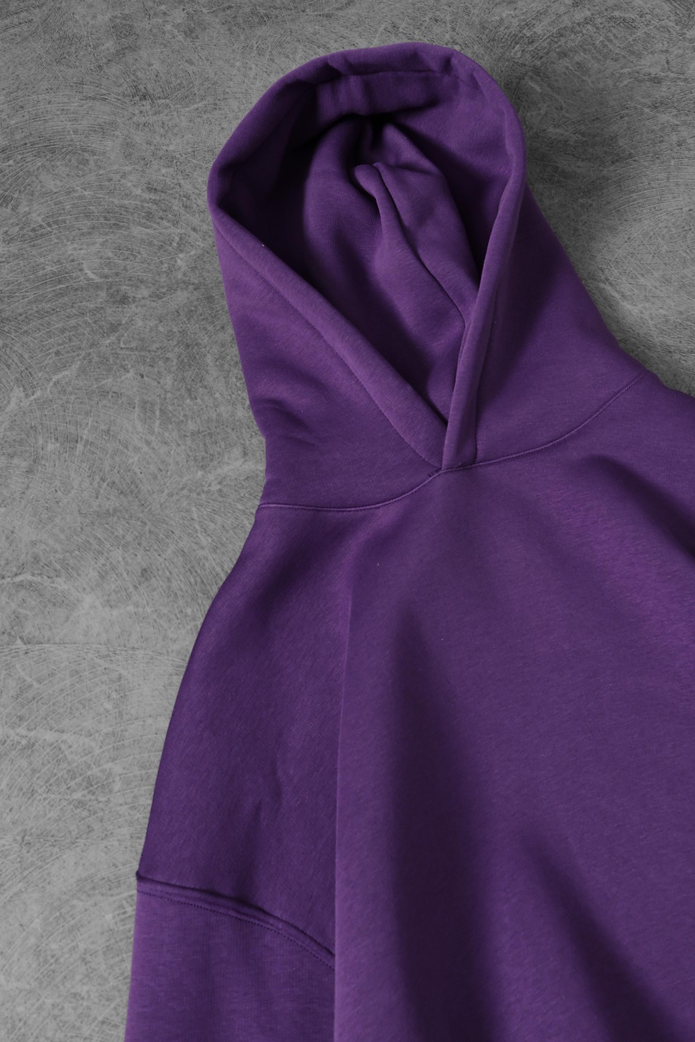 Erkek Mor Basic Kapüşonlu Oversize Sweatshirt