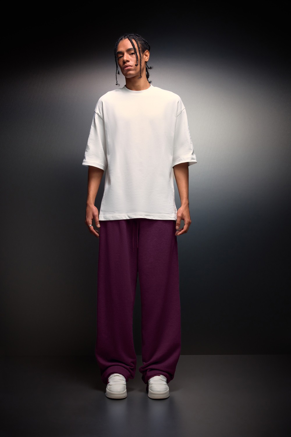 Erkek Mürdüm Basic Baggy Eşofman
