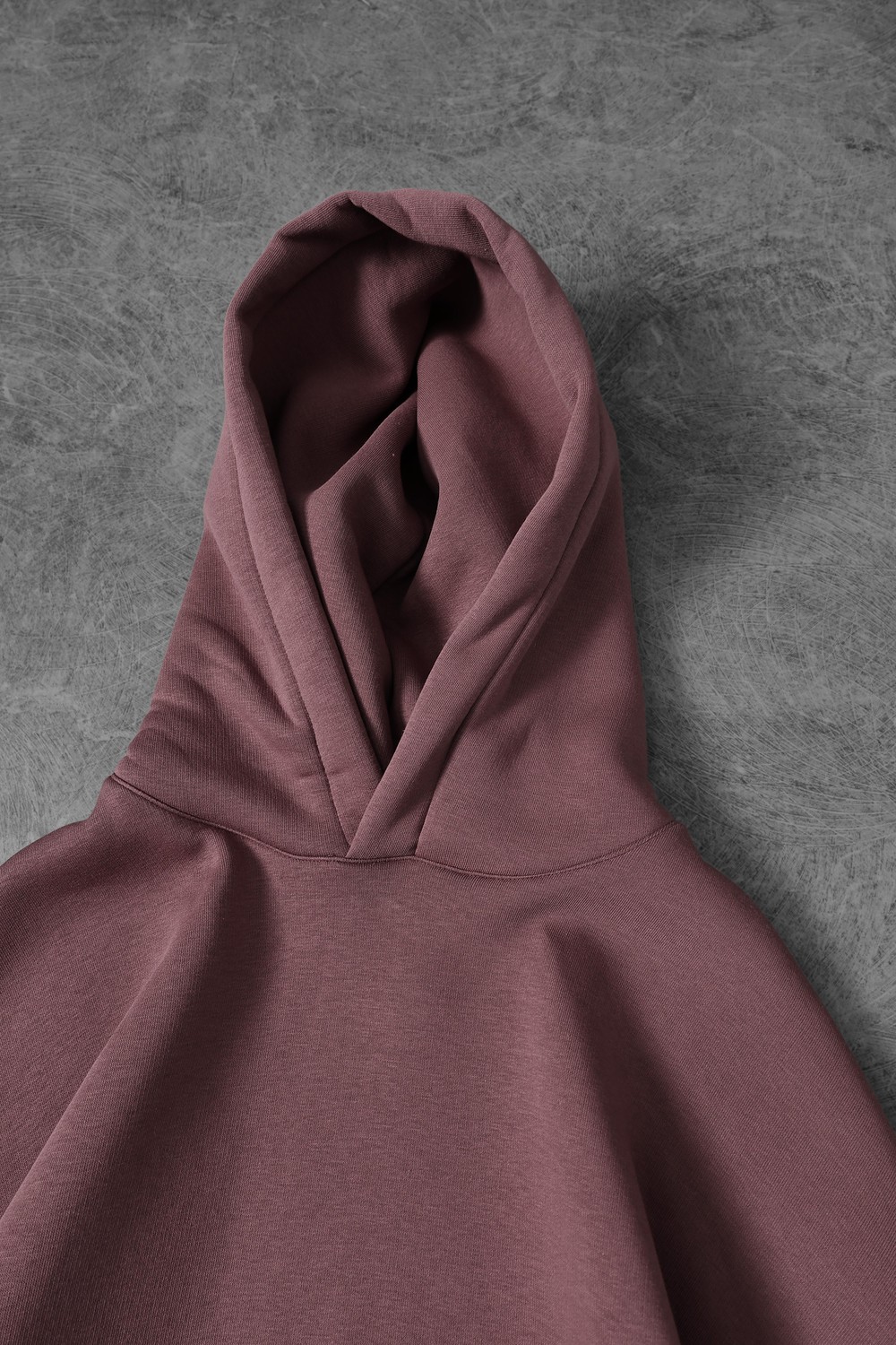 Erkek Mürdüm Basic Kapüşonlu Oversize Sweatshirt