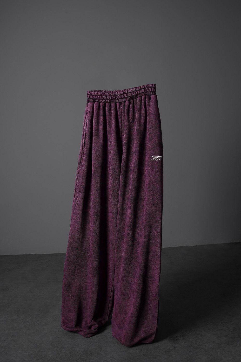 Erkek Mürdüm Basic Yıkama Efektli Baggy Eşofman