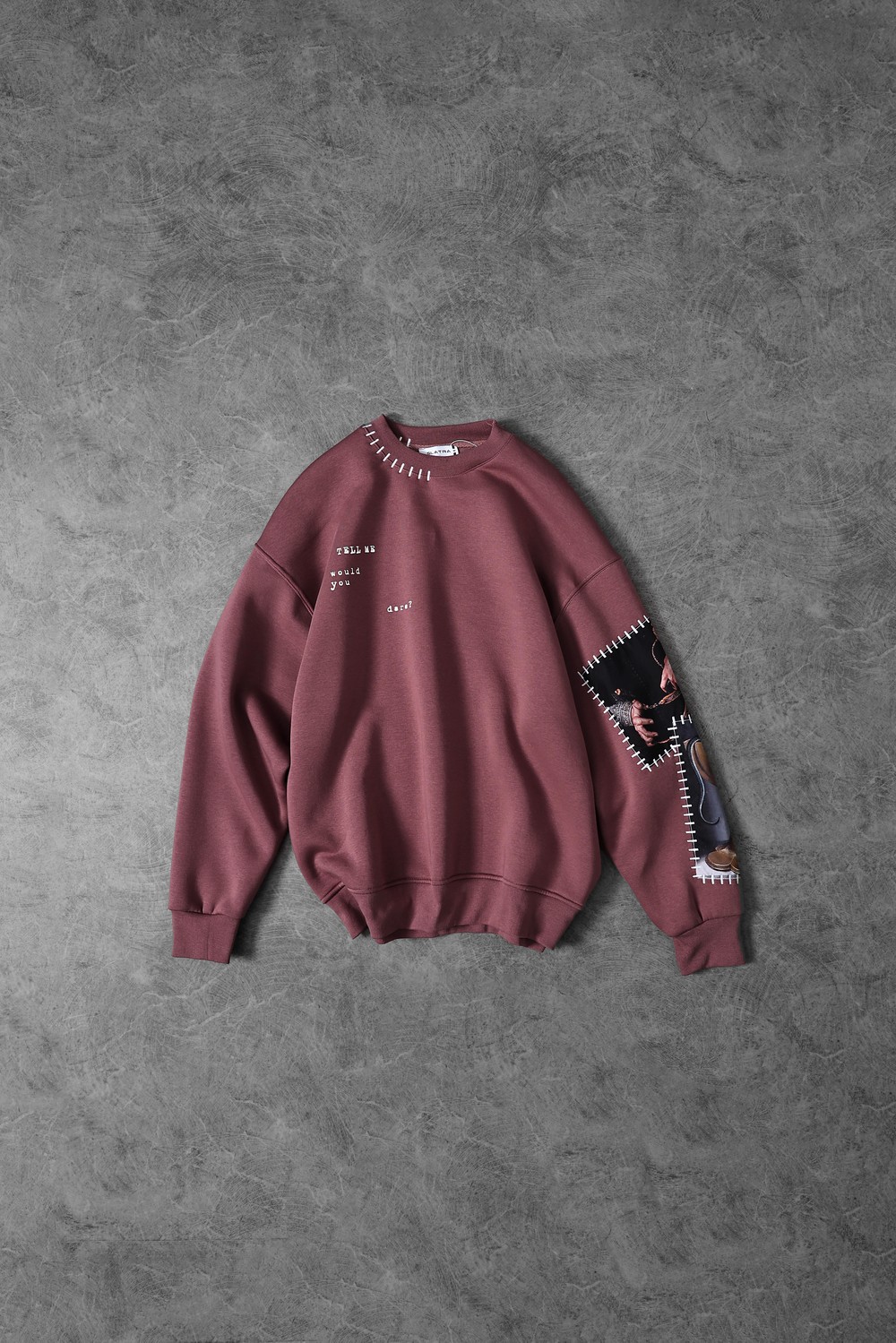 Erkek Mürdüm Dare Of Sltr Kol Patch Oversize Sweatshirt